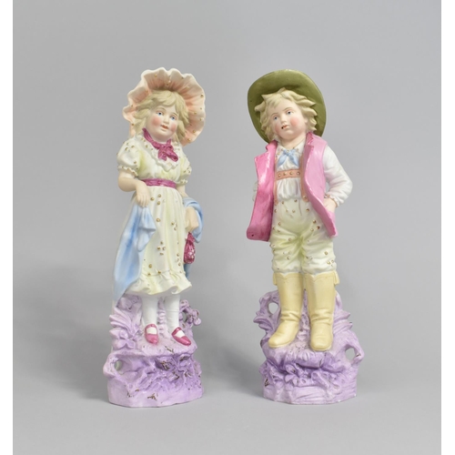 381 - A Pair of Continental Bisque Figures, Dandy and Lady