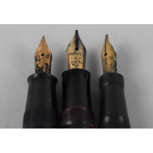 47 - A Collection of Three Vintage Pens, All with 14ct Gold Nibs to include Mabie Todd, Parker and Summit