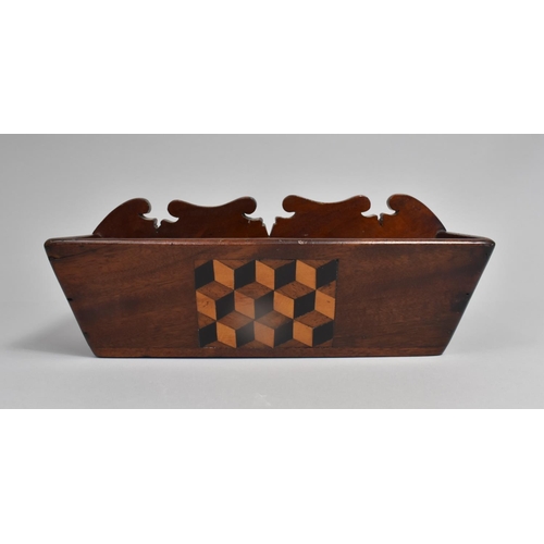 48 - A 19th Century Parquetry Inlaid Mahogany Wall hanging Candle Box with Geometric Decoration, 30cms Wi... 