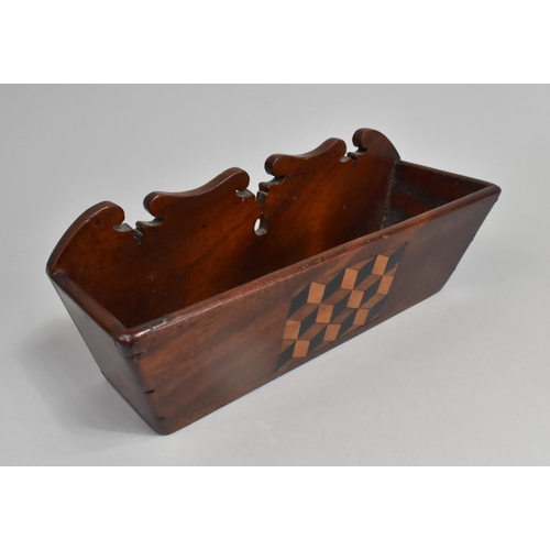 48 - A 19th Century Parquetry Inlaid Mahogany Wall hanging Candle Box with Geometric Decoration, 30cms Wi... 