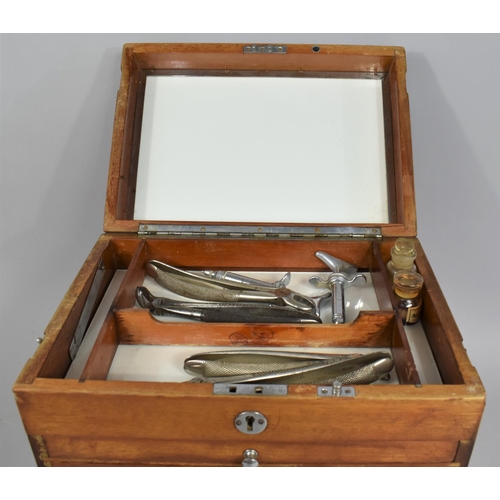 51 - An Edwardian Travelling/Table Top Dentist's Chest with Hinged Lid to Fitted Top Store, Six Graduated... 