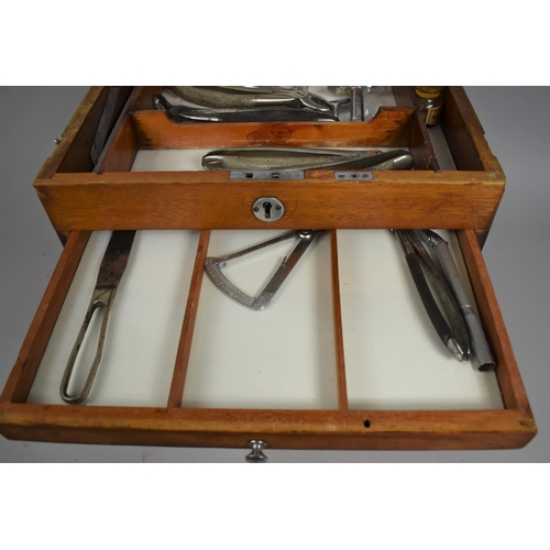 51 - An Edwardian Travelling/Table Top Dentist's Chest with Hinged Lid to Fitted Top Store, Six Graduated... 