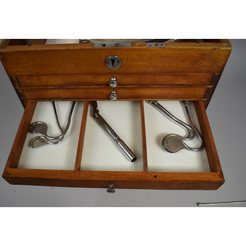 51 - An Edwardian Travelling/Table Top Dentist's Chest with Hinged Lid to Fitted Top Store, Six Graduated... 