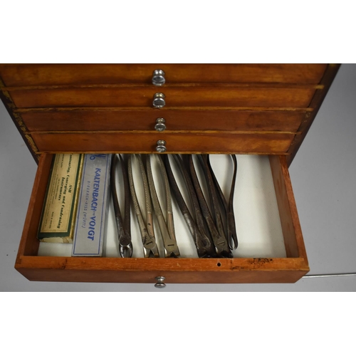 51 - An Edwardian Travelling/Table Top Dentist's Chest with Hinged Lid to Fitted Top Store, Six Graduated... 