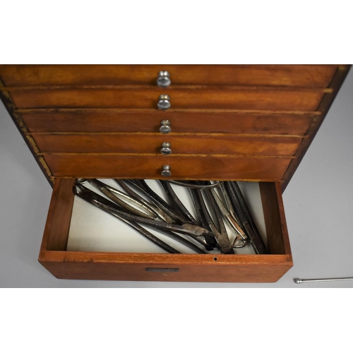 51 - An Edwardian Travelling/Table Top Dentist's Chest with Hinged Lid to Fitted Top Store, Six Graduated... 