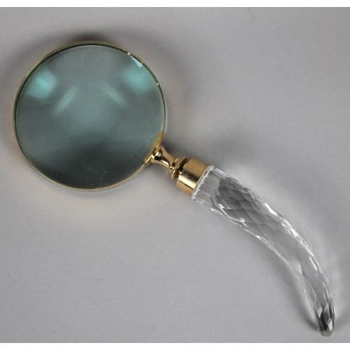 60 - A Modern Gilt Brass and Glass Handled Horn of Plenty Desktop Magnifying Glass, 26cms Long