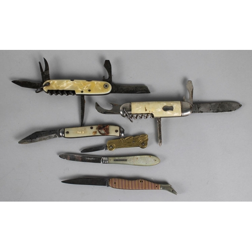 63 - A Collection of Various Vintage Multitools and Novelty Knives, One in the Form of a Ladies Leg, One ... 