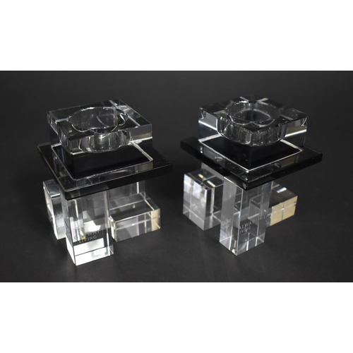 69 - A Pair of Galway Living Tealight Holders of Cubist Form, 10cms High