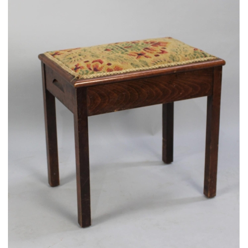 78 - A Mid 20th Century Lift Top Tapestry Seated Piano Stool