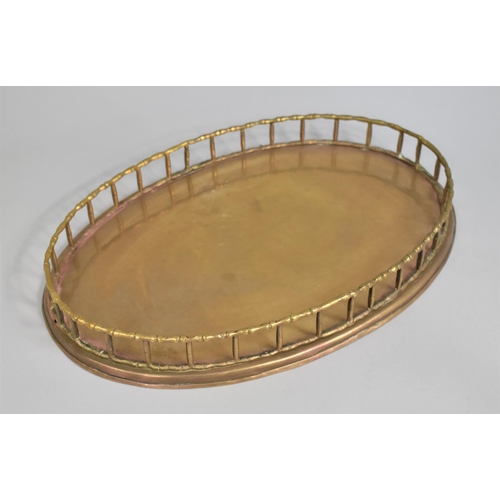 85 - A Vintage Oval Galleried Brass Tray, 42cms by 29cms