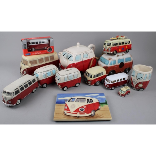 276 - A Collection of Various VW Related Items to comprise Money Banks, Tile, Teapot etc