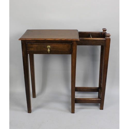 100 - An Edwardian Oak Hall Table/Stick Stand with Single Drawer, 78cms Wide