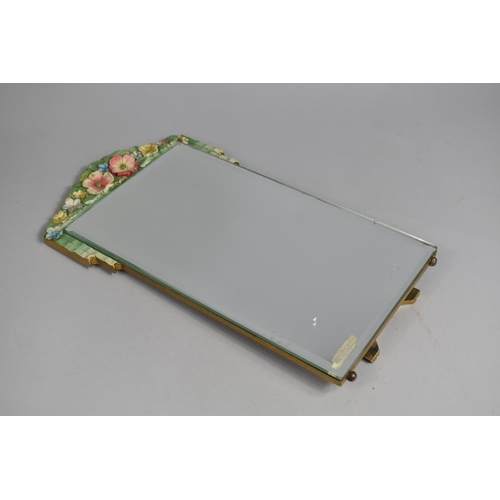 104 - A Vintage Rectangular Easel Back Barbola Mirror, 41cms High