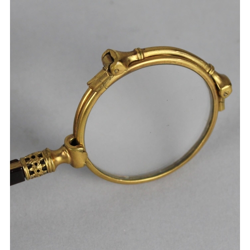 12 - A Pair of Gilt and Tortoiseshell Lorgnettes, Spring Mechanism in Working Order, 12.5cms Long