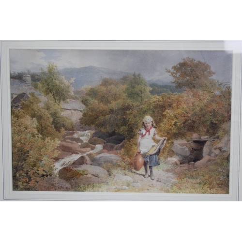 154 - J H Mole 1876, A Framed Watercolour, Girl Bringing Water in Terracotta Jug, 44x29cms