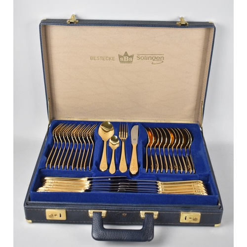 158 - A German Cased Canteen of Cutlery by FBS Solingen, Gold Plated