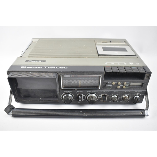 159 - A Vintage Plustron TVR C5C Combination Portable TV/Radio/Cassette Player, 39cms Wide