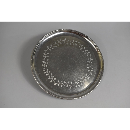 161 - A Circular Keswick School of Industrial Art Firth Staybrite Circular Tray with Engraved Leaf Decorat... 