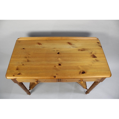 166 - A Modern pine Galleried Two Drawer Side Table, 98cms Wide