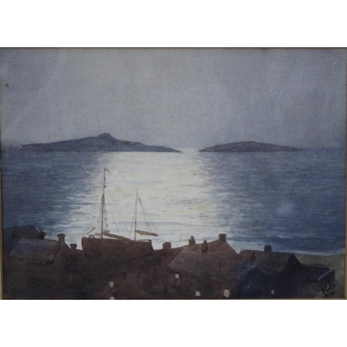 176 - Kenneth Brookes, B.1897, Framed Watercolour, Sunset Over Harbour, 24x17cms