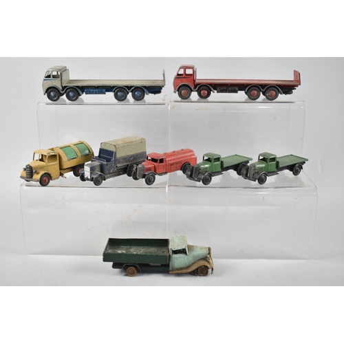 203 - A Collection of Various Playworn Dinky Diecast Lorries to include Fodens Flatbeds