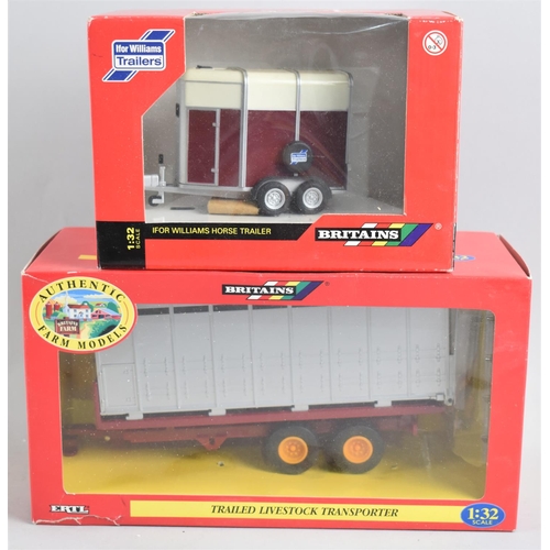 209 - Two Boxed Britains Diecast, Ifor Williams Horse Trailer and Trailed Livestock Transporter