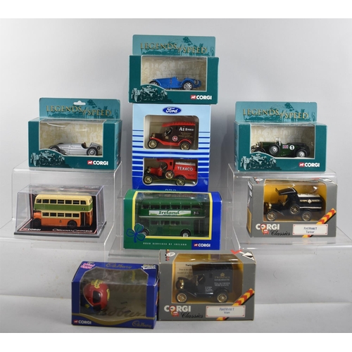 218 - A Collection of Boxed Corgi Diecasts, Cars, Vans and Buses