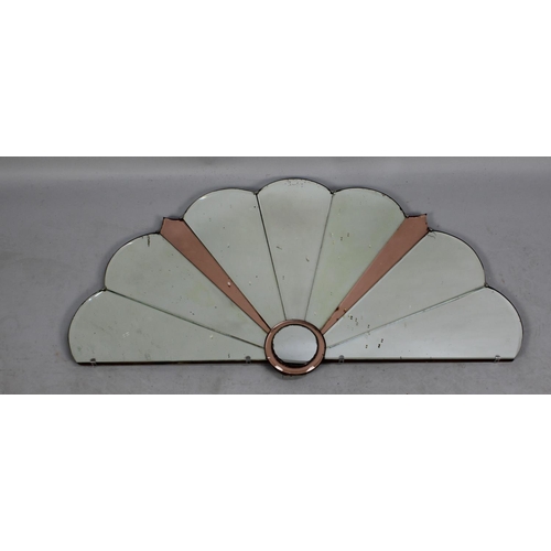 246 - A Mid 20th Century Two Tone Fan Shaped Wall Mirror, 94cms Wide and 53cms High