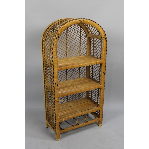 249 - A Wicker Arched Top Shelf Unit, Basket Etc