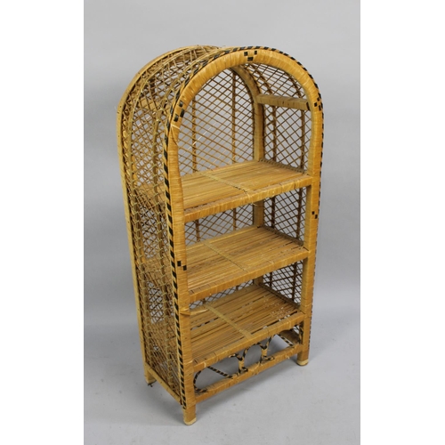 249 - A Wicker Arched Top Shelf Unit, Basket Etc