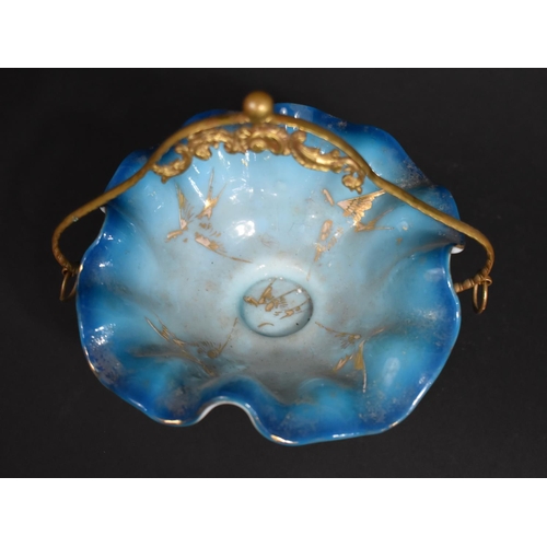 44 - An Edwardian Gilt Metal and Opaque Glass Sweetmeat Dish, 18cms Wide