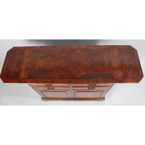 51 - A Modern Crossbanded Mahogany Drop Leaf Sideboard having Two Small Drawers over Single Long Drawer a... 