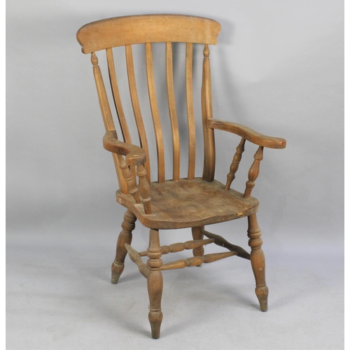 544 - A Mid 20th century Elm Seated Kitchen Armchair (Wormed)