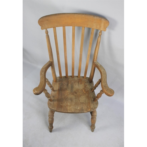 544 - A Mid 20th century Elm Seated Kitchen Armchair (Wormed)