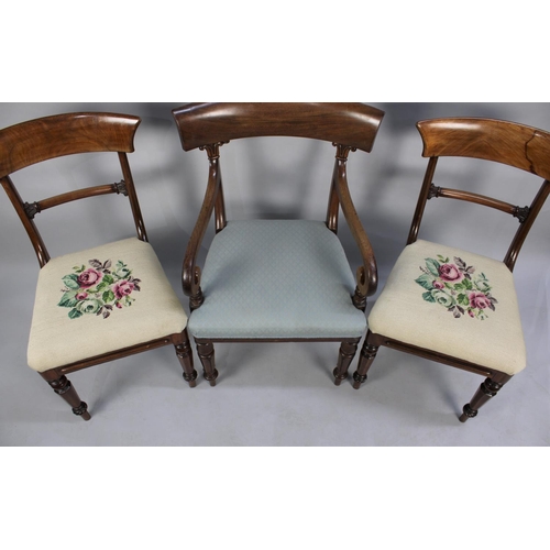 546 - Three 19th Century Mahogany Framed Bar Back Chairs including One Carver with Scrolled Arms