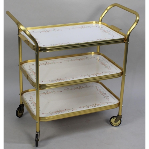 63 - A Mid/Late 20th Century Eternal Bow Tray Top Three Tier Trolley, 70cms Wide