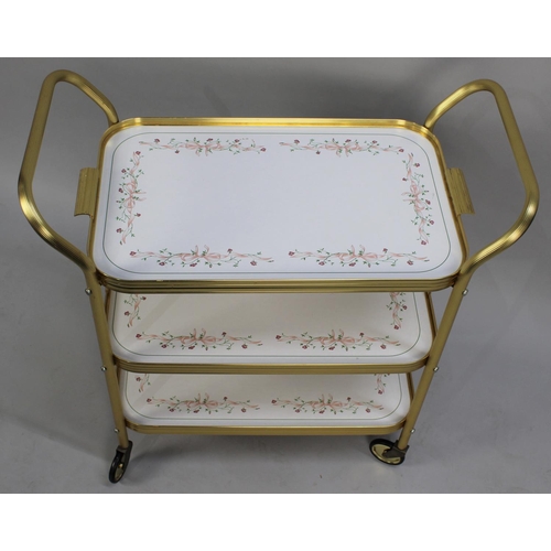 63 - A Mid/Late 20th Century Eternal Bow Tray Top Three Tier Trolley, 70cms Wide