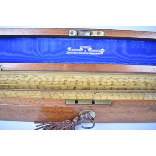 81 - An Edwardian Mahogany Cased Set of Stanley Scale Rulers, 34cms Wide