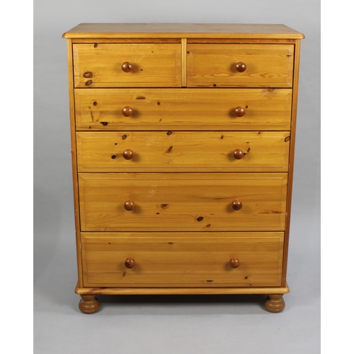 87 - A Modern Pine Bedroom Chest of Two Short and Four Graduated Long Drawers, 82cms Wide