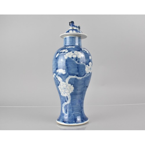 366 - A 19th/20th Century Chinese Porcelain Prunus Pattern Baluster Vase and Cover, The Vase with Four Cha... 