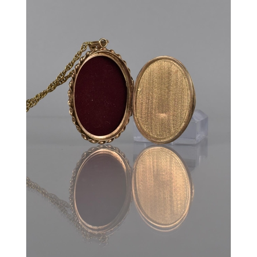 156 - A Large 9ct Gold Mounted Vintage Shell Cameo Locket on Chain in the Victorian Style, Maiden with Flo... 