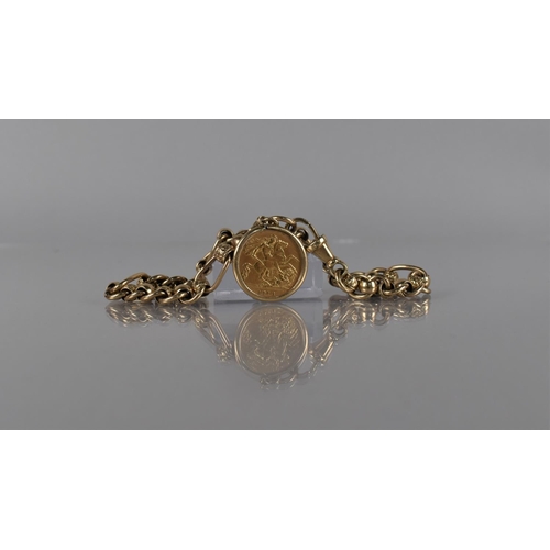 155 - A George V Half Sovereign Mounted on 9ct Gold Victorian Fancy Watch Chain Mounted, 27.3gms Total, 22... 