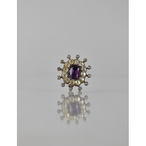 151 - A 19th Century Paste and Gold Coloured Metal Brooch, Central Foil Backed Amethyst Coloured Scissors ... 