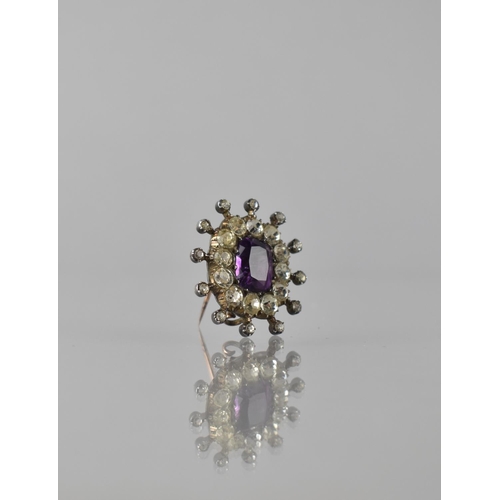 151 - A 19th Century Paste and Gold Coloured Metal Brooch, Central Foil Backed Amethyst Coloured Scissors ... 