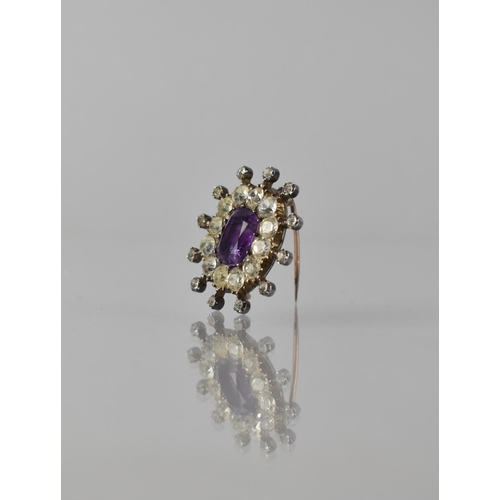 151 - A 19th Century Paste and Gold Coloured Metal Brooch, Central Foil Backed Amethyst Coloured Scissors ... 