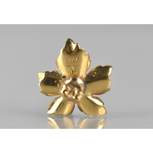 128 - A Pair of 18ct Yellow Gold and Ruby Earrings, Maple Leaf Form, in the Manner of Tiffany and Co, Each... 