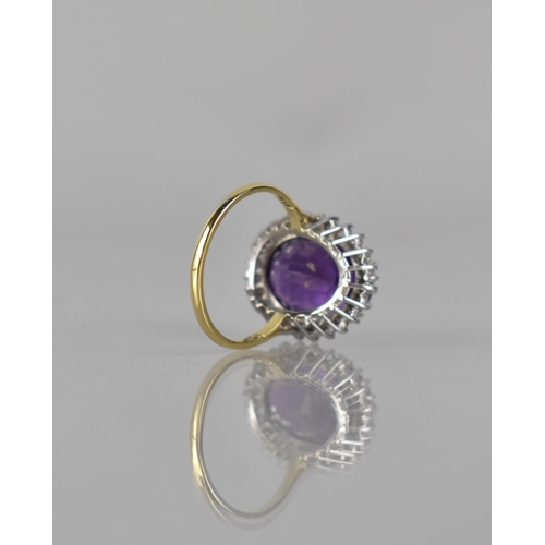 34 - A Vintage 18ct Gold, Diamond and Amethyst Cocktail Ring, Central Oval Cut Stone Measuring Approx 17m... 