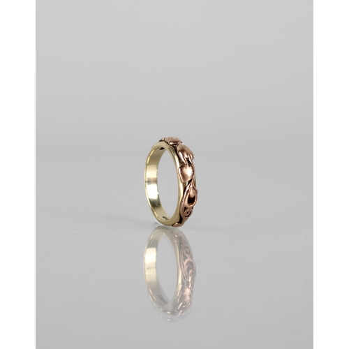 122 - A Clogau 9ct Yellow and Rose Gold Band, Applied Scrolling Leaf Design, 3.4gms, Size M