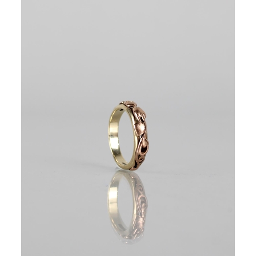 122 - A Clogau 9ct Yellow and Rose Gold Band, Applied Scrolling Leaf Design, 3.4gms, Size M