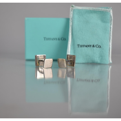 158 - A Pair of Vintage Tiffany & Co Silver Notes Square Cufflinks, Face Measuring 13mm Wide, Signed for T... 